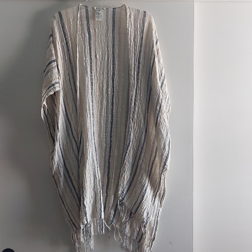 American Eagle Gauzy Cotton Lightweight Neutral Stripe Kimono